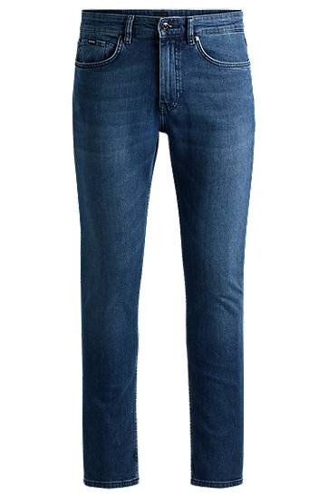 Kavbojke BOSS Delaware Slim-Fit Comfort-Stretch Jeans Modra | 50524007