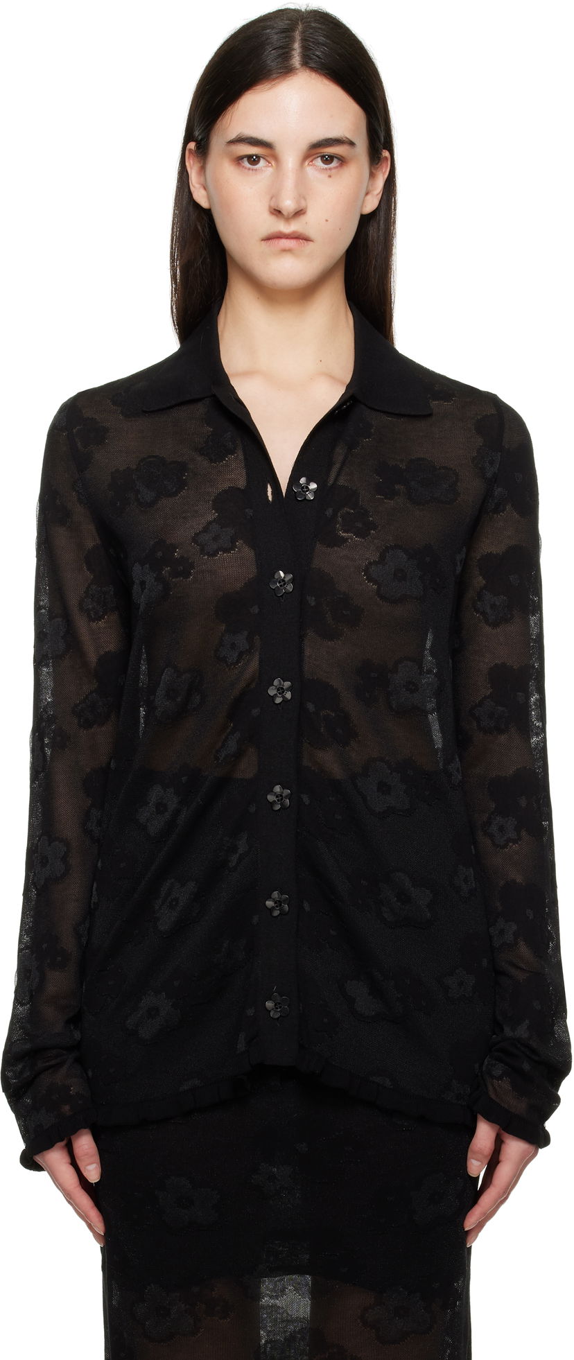 Pleteni pulover Cecilie Bahnsen Cecilie Bahnsen Petra Floral Cardigan Črna | 1.25KNI50004 PETRA CARDIGAN
