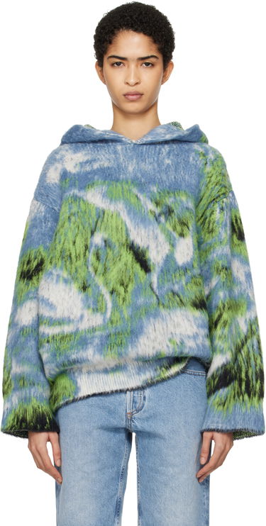 Pulover The Attico Attico Swan Print Knit Hoodie Večbarvna | 250WCK00114 MIX015AA, 0