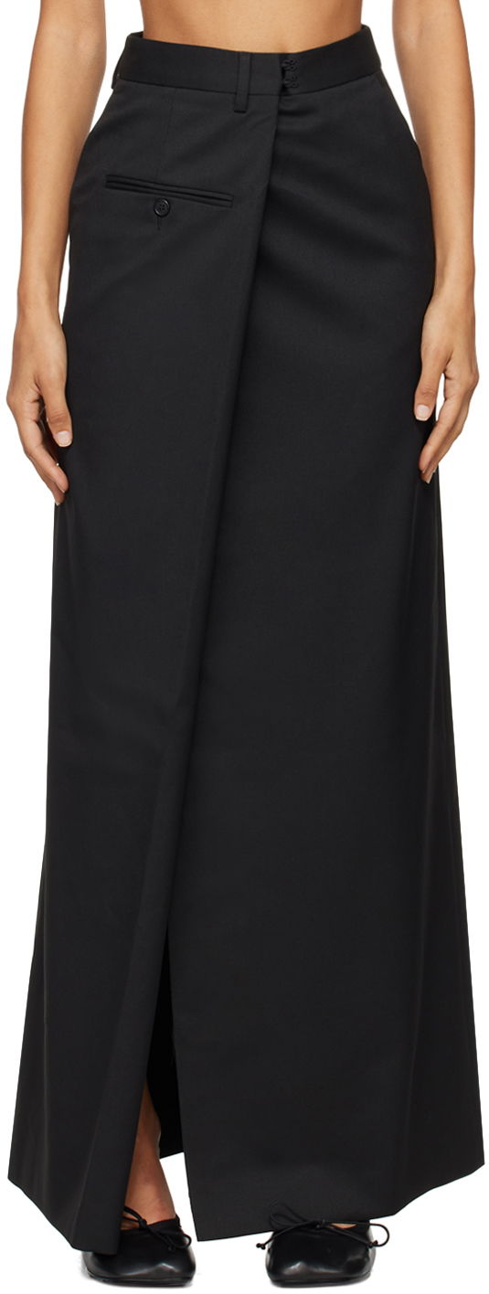Krila Maison Margiela MM6 Black Slit Maxi Skirt Črna | S62MI0025 M35227