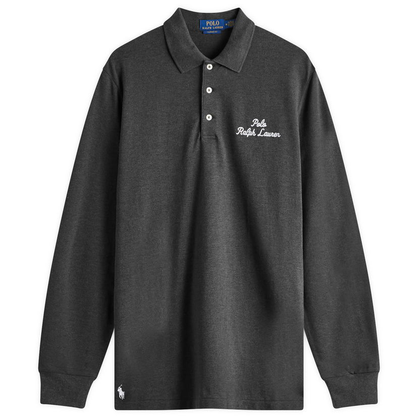 Polo majica Polo by Ralph Lauren Script Logo Long Sleeve Polo Shirt Siva | 710957364003