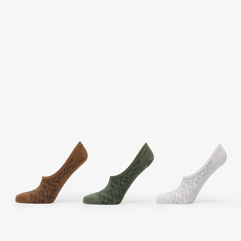 Nogavice Vans Fuego Canoodle Leopard Print No-Show Socks 3-Pack Bela | VN000QBFEN61