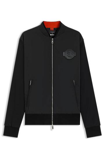 Bomber jakna BOSS Porsche x BOSS Cotton-Blend Jersey Jacket Črna | 50543675