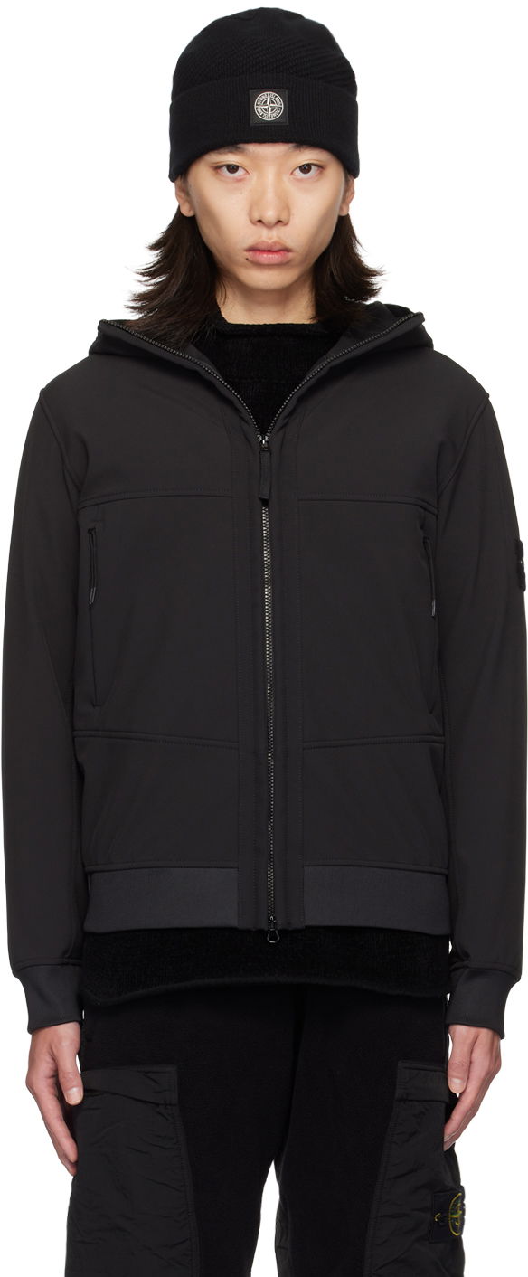 Jakna Stone Island Black Soft Shell Jacket Črna | 8115Q0322