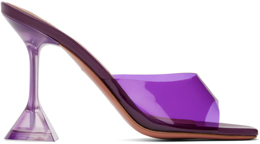Nega čevljev Amina Muaddi Amina Muaddi Lupita Glass Slipper Heeled Sandals Lila | LUPITA GLASS SLIPPER CL PLEXI PV, 0