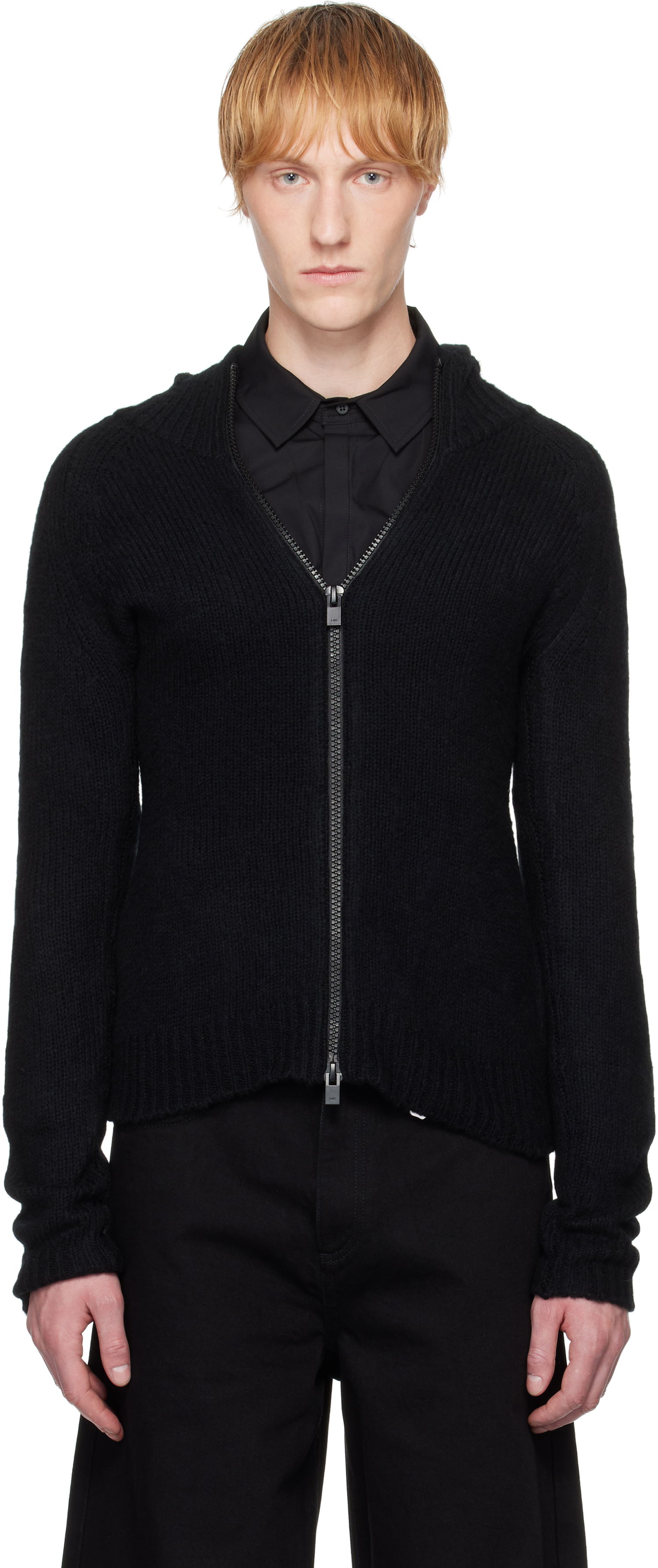 Pleteni pulover HELIOT EMIL HELIOT EMIL Inviola Cashmere Zip Hoodie Črna | SS25_W_07_066_BLK01_CO, 0