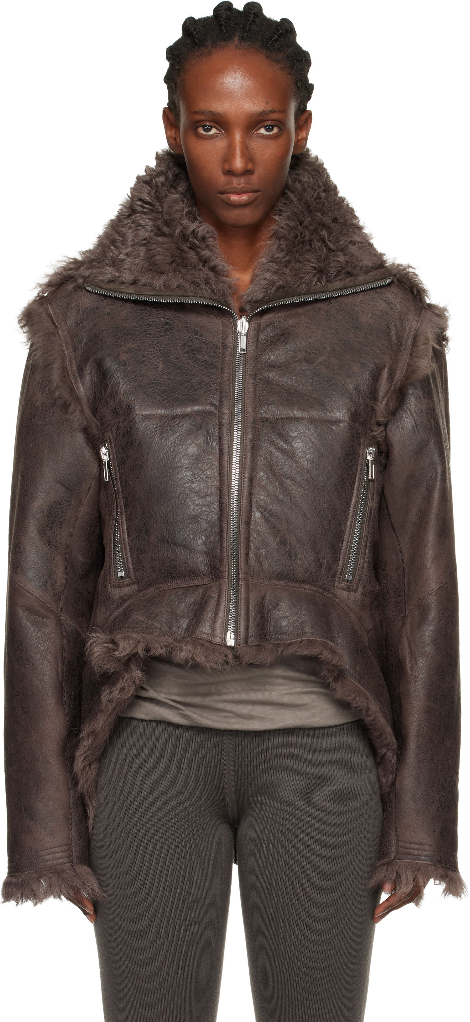 Jakna Rick Owens Concordians Exploder Reversible Shearling Jacket Rjava | RP02E4722 LSHTR, 0