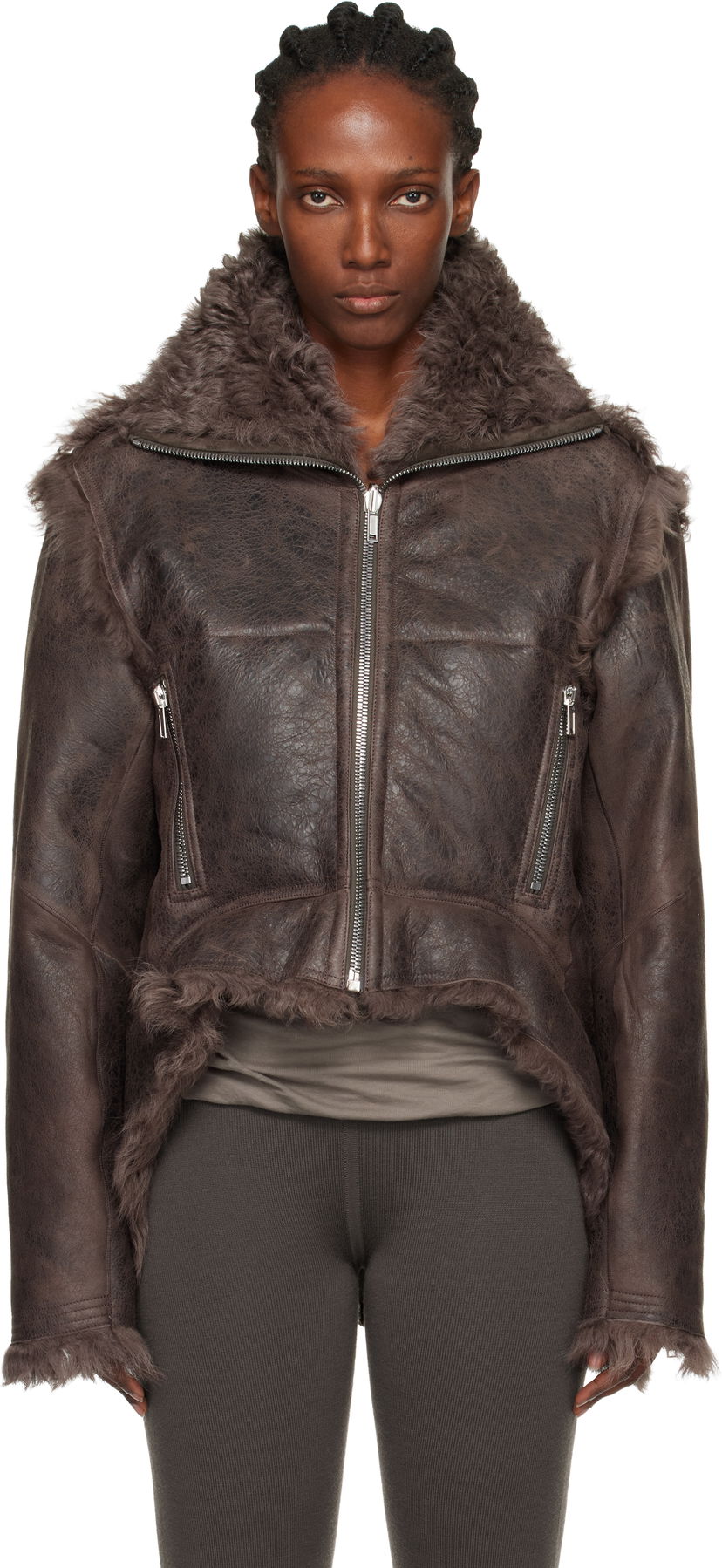 Jakna Rick Owens Concordians Exploder Reversible Shearling Jacket Rjava | RP02E4722 LSHTR