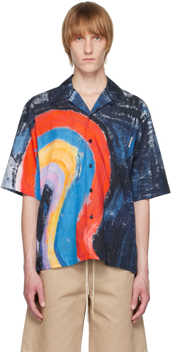 Srajce Marni Marni Abstract Print Camp Collar Shirt Večbarvna | CUMU0213A0 UTC255
