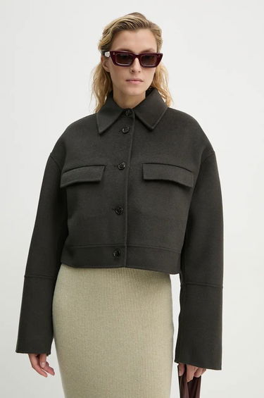 Jakna Nanushka Oversized Cropped Wool Jacket Zelena | NW24PFSG27197, 0