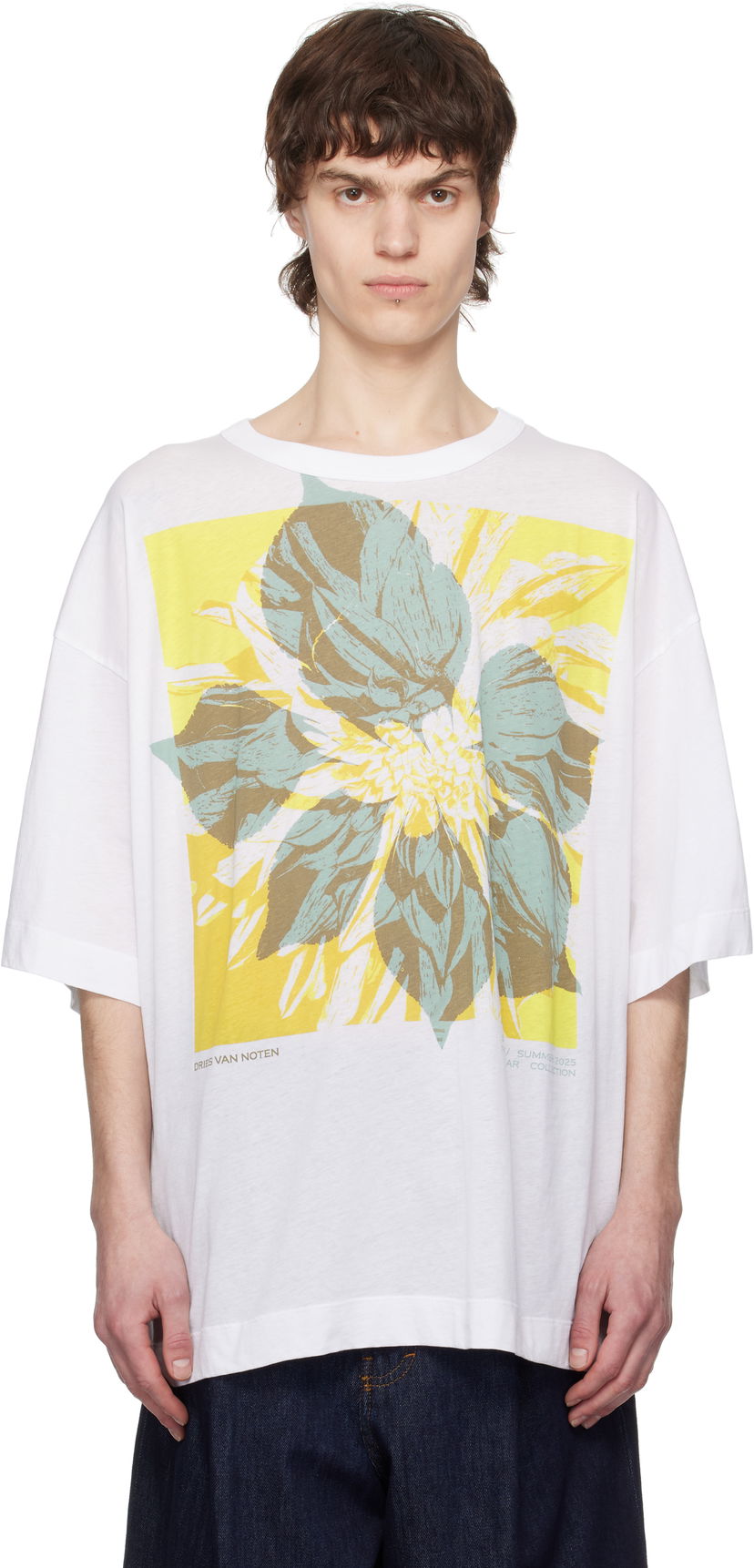 Majica Dries Van Noten Dries Van Noten Floral Graphic T-Shirt Bela | 251-021141-1608
