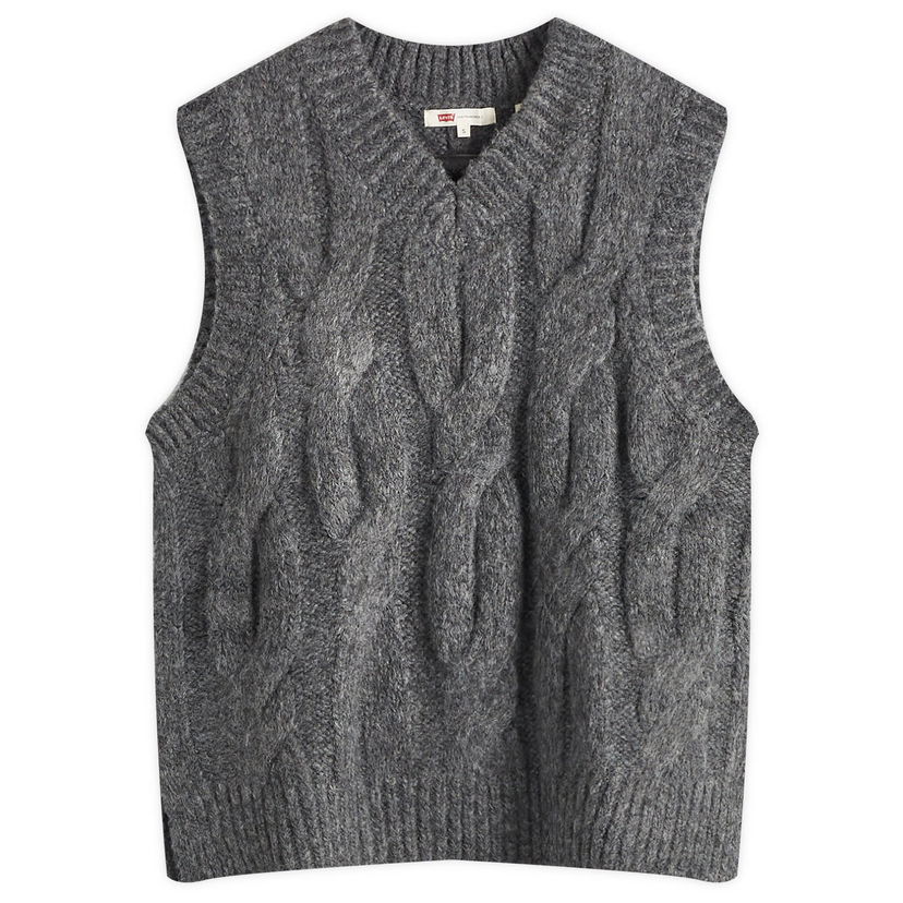 Pleteni pulover Levi's Cable Knit Vest Siva | A8924-0001