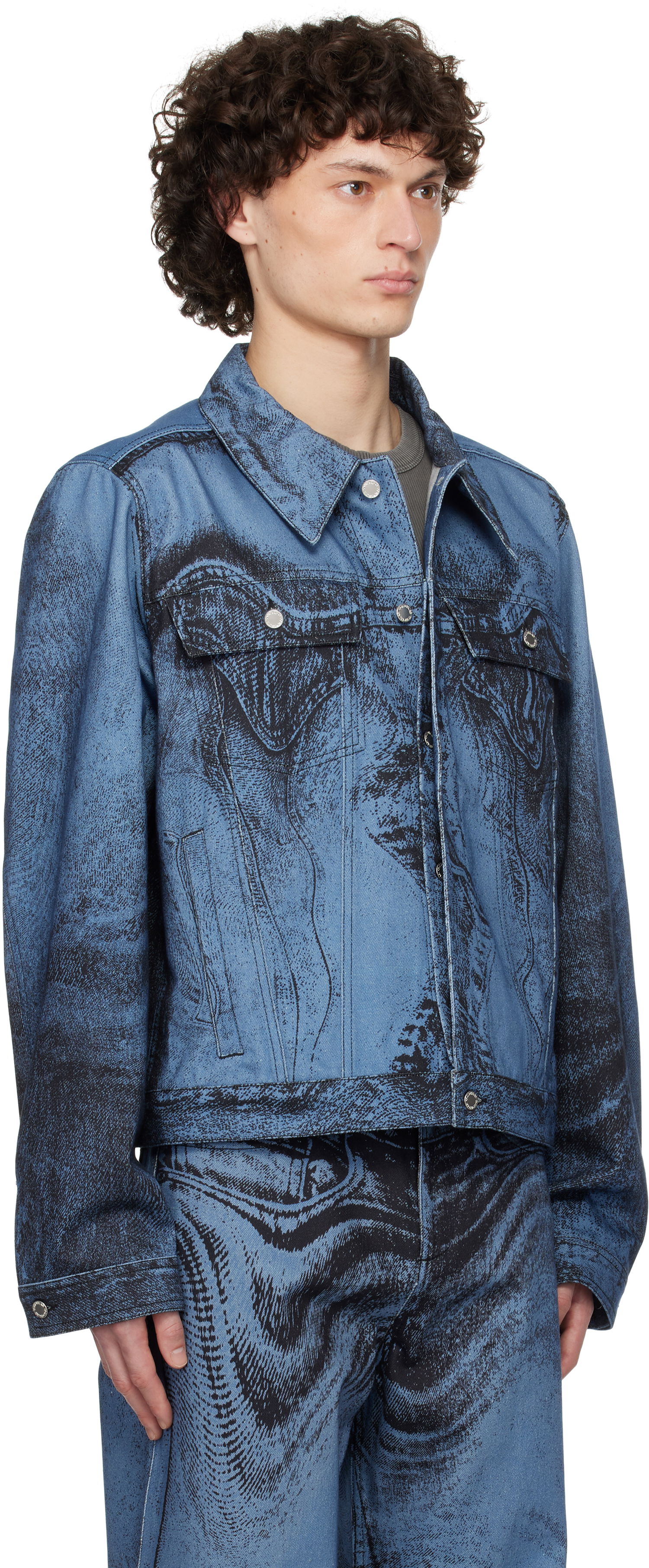 Jakna Camper CAMPERLAB Distorted Print Denim Jacket Modra | AU00005-009, 1
