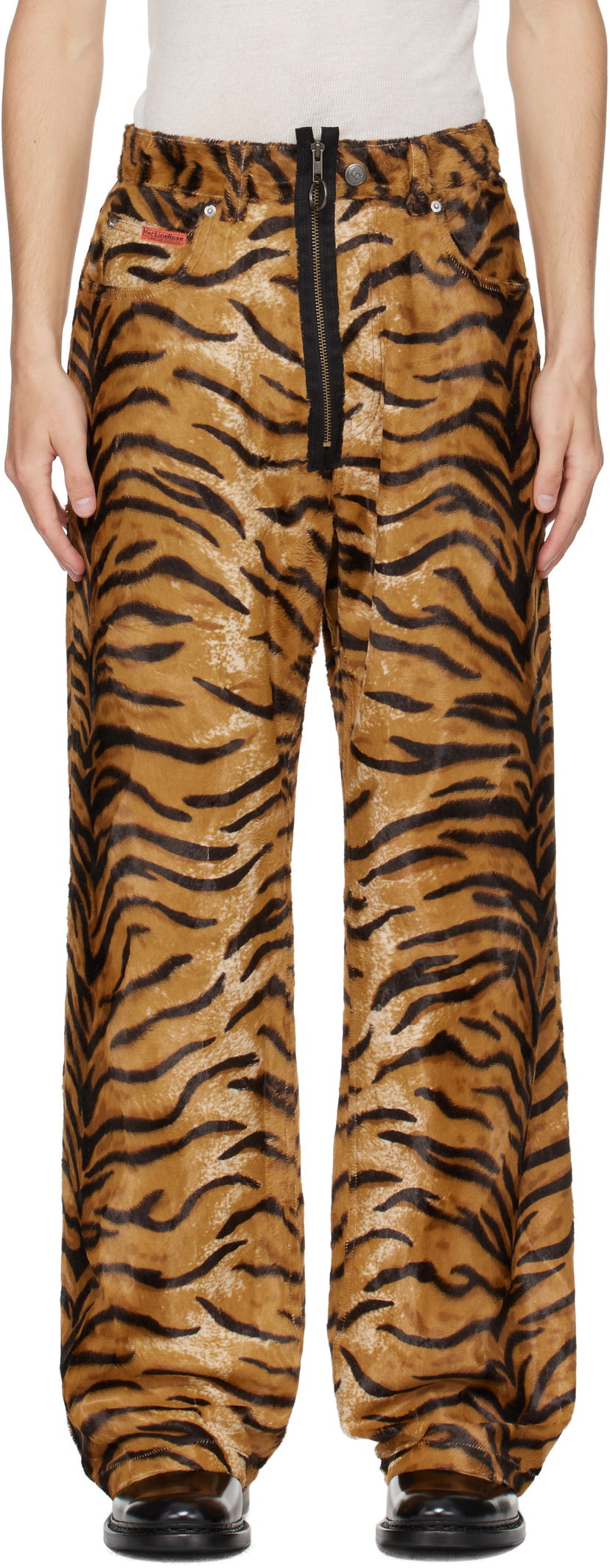 Hlače Martine Rose Martine Rose Zip Tiger Print Trousers Rjava | 248WF06719