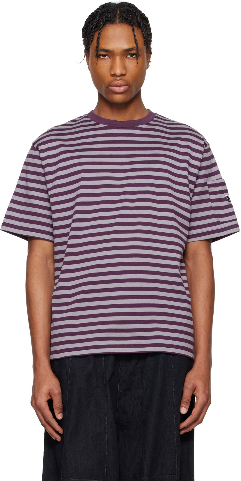 Majica Needles NEEDLES Cotton Stripe T-Shirt Lila | QV364