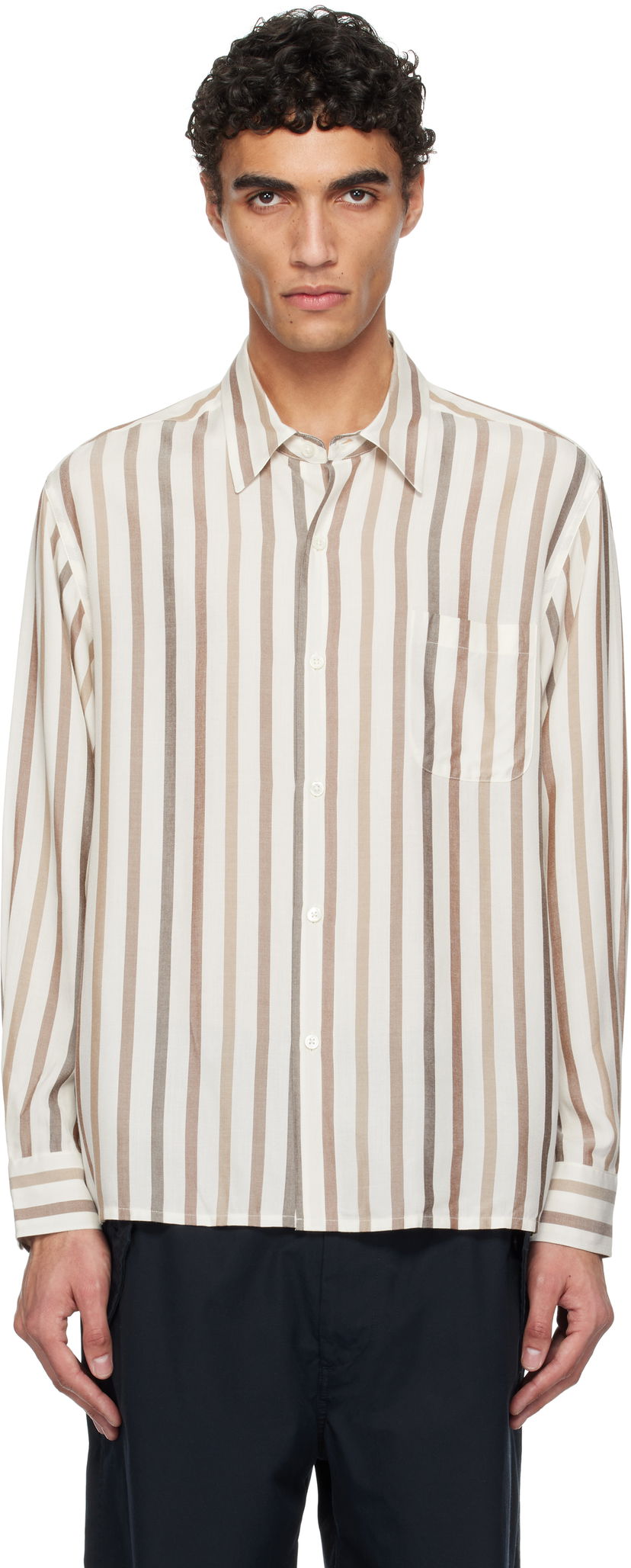 Srajce WACKO MARIA WACKO MARIA Striped Regular Collar Shirt Bež | 25SSE-WMS-RC01