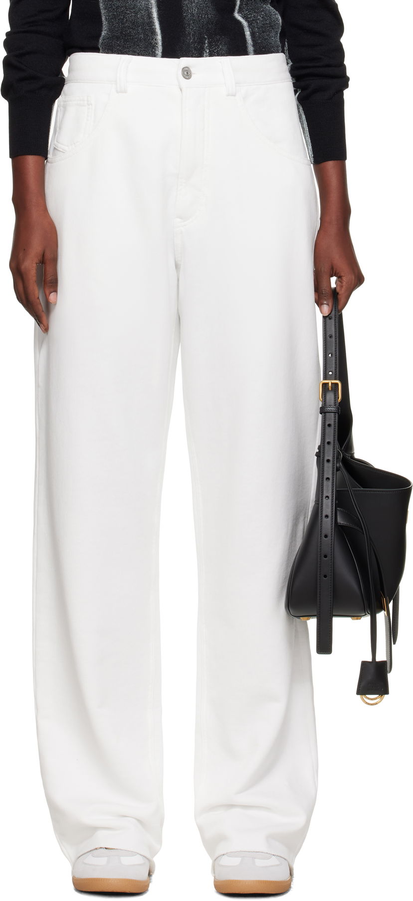 Hlače Maison Margiela MM6 Maison Margiela Brushed Sweat Jersey Trousers Bela | S52KA0548 M25014