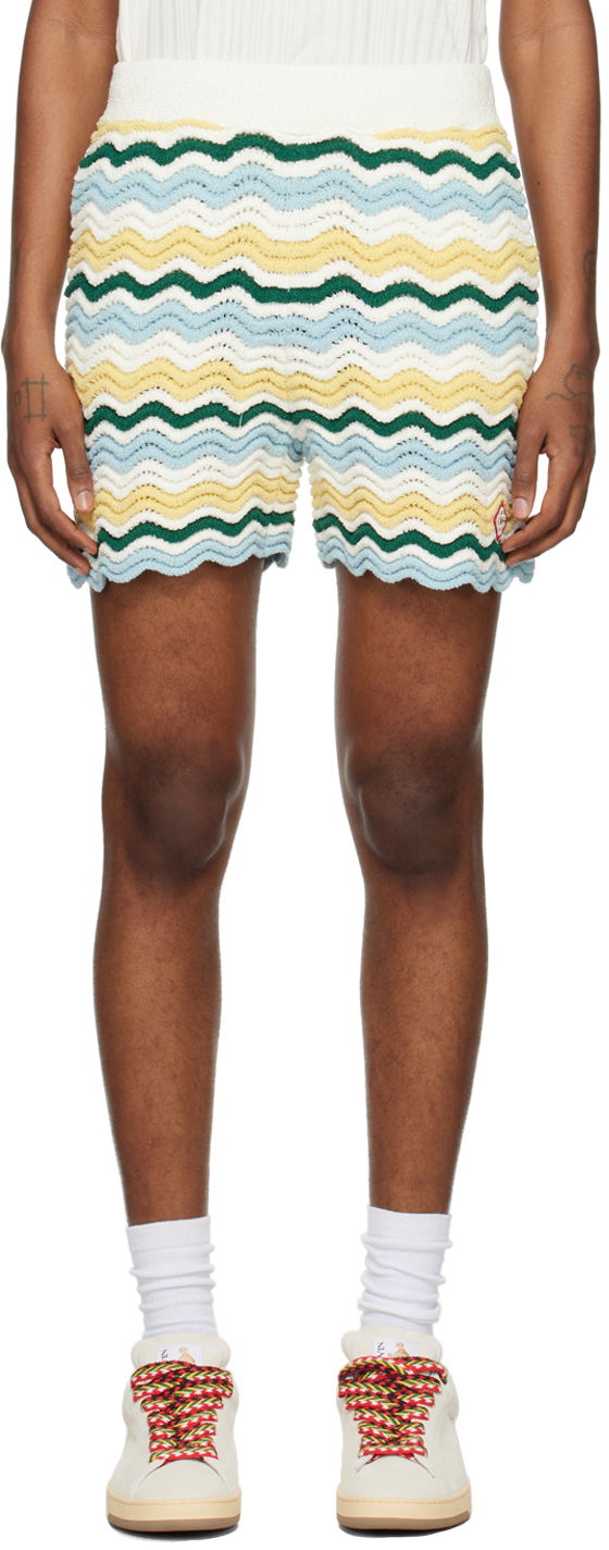 Kratke hlače Casablanca Wavy Bouclé Shorts Zelena | MPS24-KW-601-01