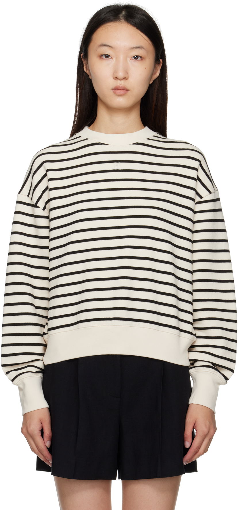 Pulover Anine Bing ANINE BING Dean Striped Sweatshirt Bela | A-08-11436-MTL69