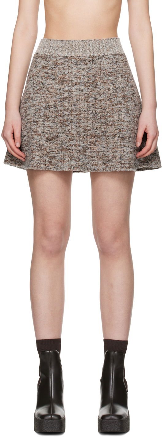 Krila Stella McCartney Ribbed Mini Skirt Rjava | 6K08493S2501