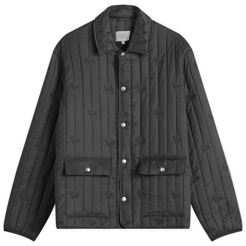 Puhovka MAISON KITSUNÉ Maison Kitsuné Quilted Jacket with Embroidered Logo Črna | OM02114WW9047-0076