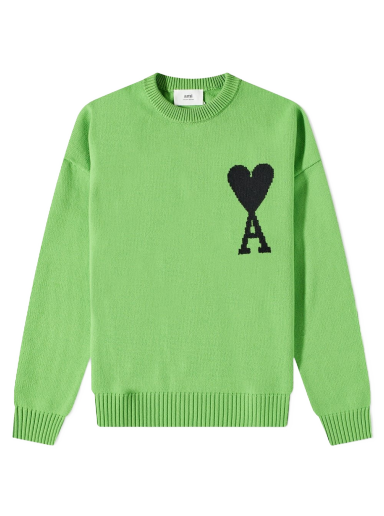 Pleteni pulover AMI Large A Heart Crewneck Sweater Zelena | UKS002-018-324
