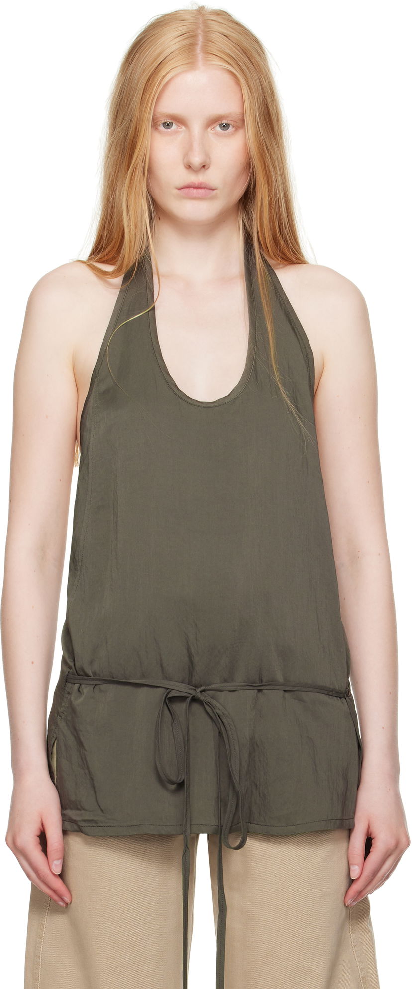Majica brez rokavov LEMAIRE Lemaire Apron Halter Top Zelena | TO1387 LF1388