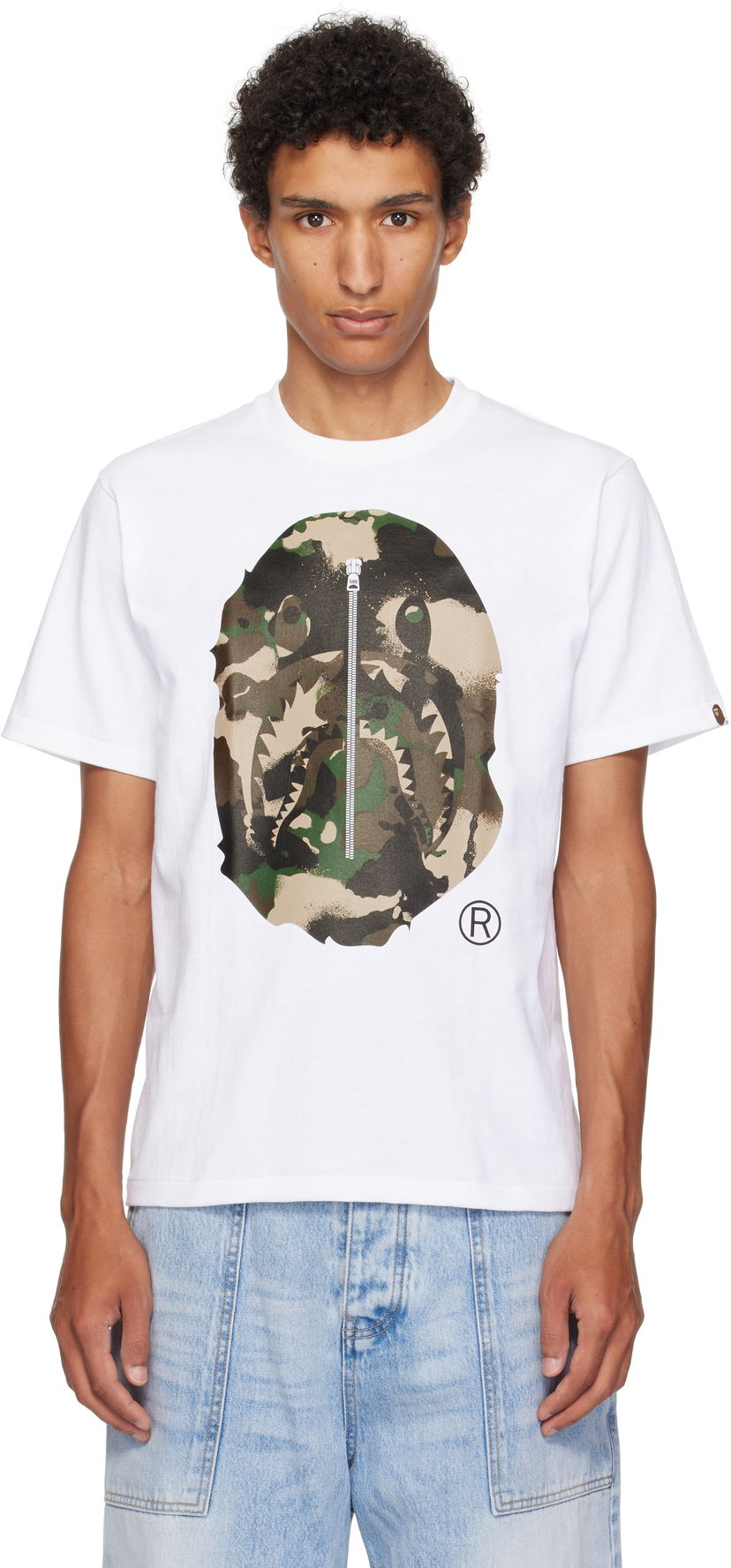 Majica BAPE A Bathing Ape Map Camo Ape Head Shark T-Shirt Bela | 001TEL301023M