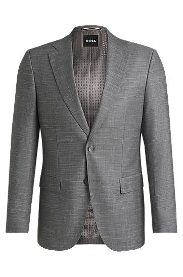 Jakna BOSS Slim-Fit Patterned Stretch Suit Jacket Siva | 50539804