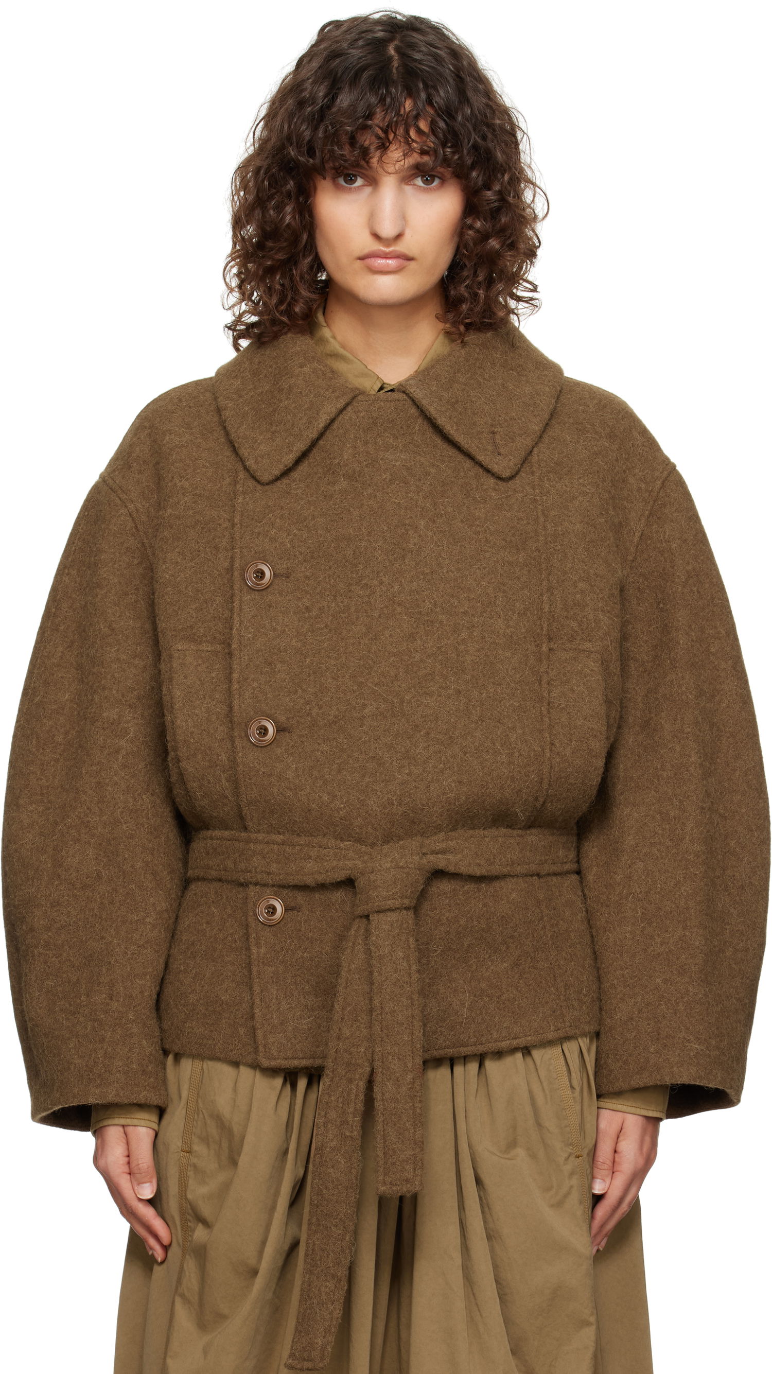 Plašči LEMAIRE Lemaire Short Asymmetrical Bathrobe Jacket Rjava | CO1083 LF504, 0