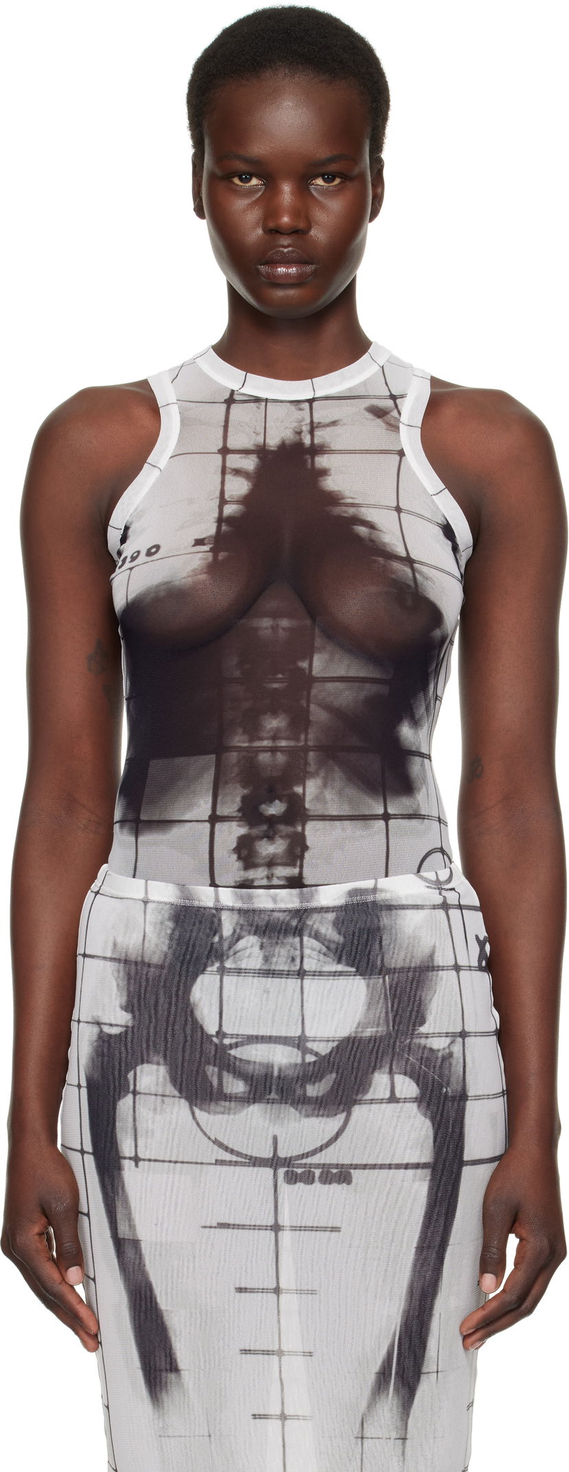 Obleke Jean Paul Gaultier Jean Paul Gaultier 'The Squeletor' Printed Bodysuit Bela | 25/33-F-BD058-T580-0100