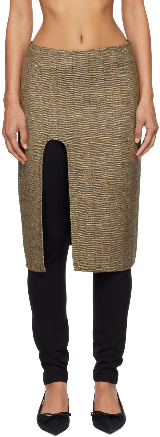 Krila Stella McCartney Stella McCartney Side-Slit Midi Skirt Rjava | 6301203EJ701