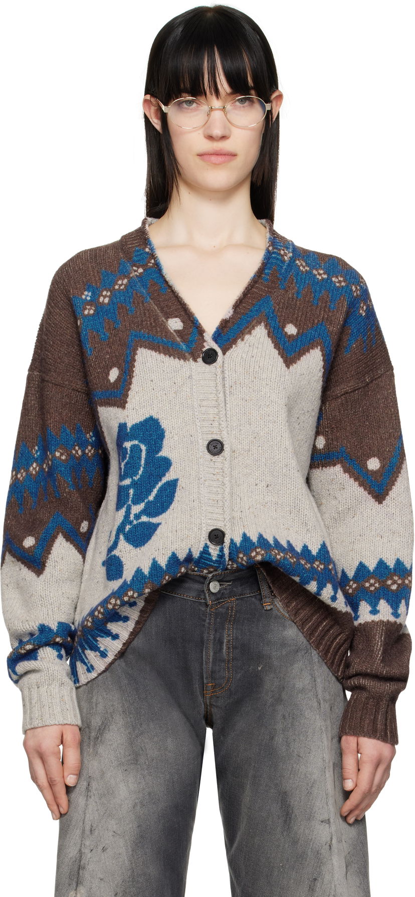 Pleteni pulover Acne Studios Acne Studios Jacquard Wool Cardigan Večbarvna | A60577-
