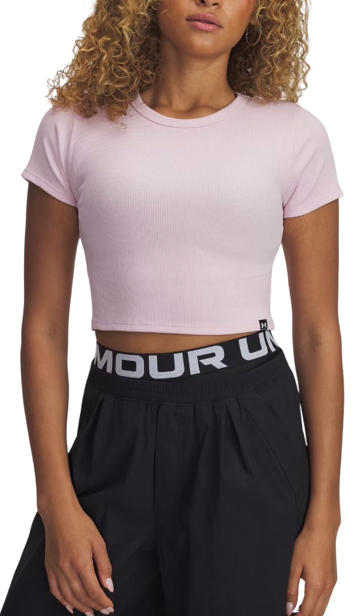 Krop-top Under Armour Under Armour UA Rival Rib Cropped T-Shirt Roza | 6000264-647