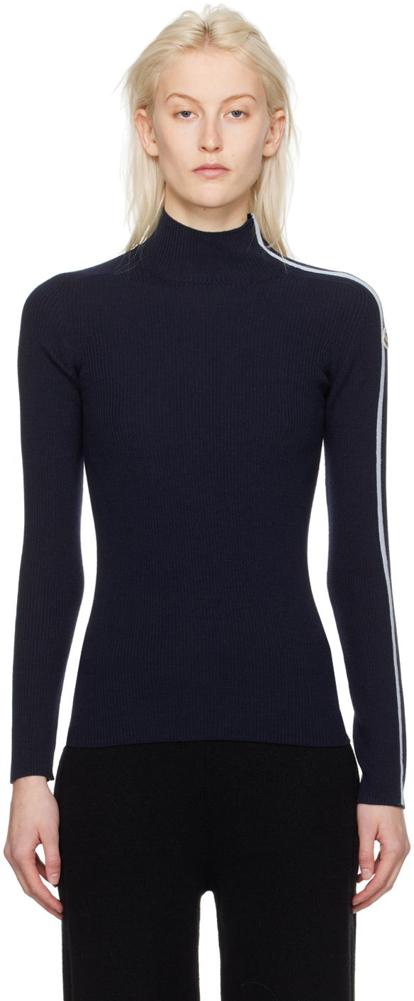 Pleteni pulover Moncler Striped Turtleneck Črna | J10939F00001M1131, 0
