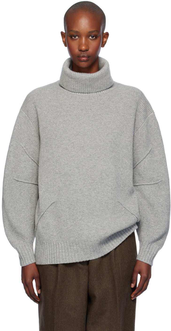 Pleteni pulover Helmut Lang Apex Turtleneck Sweater Siva | O06HW708