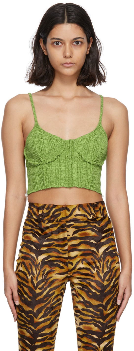Majica brez rokavov Acne Studios Wool Textured Camisole Zelena | A60355-, 0