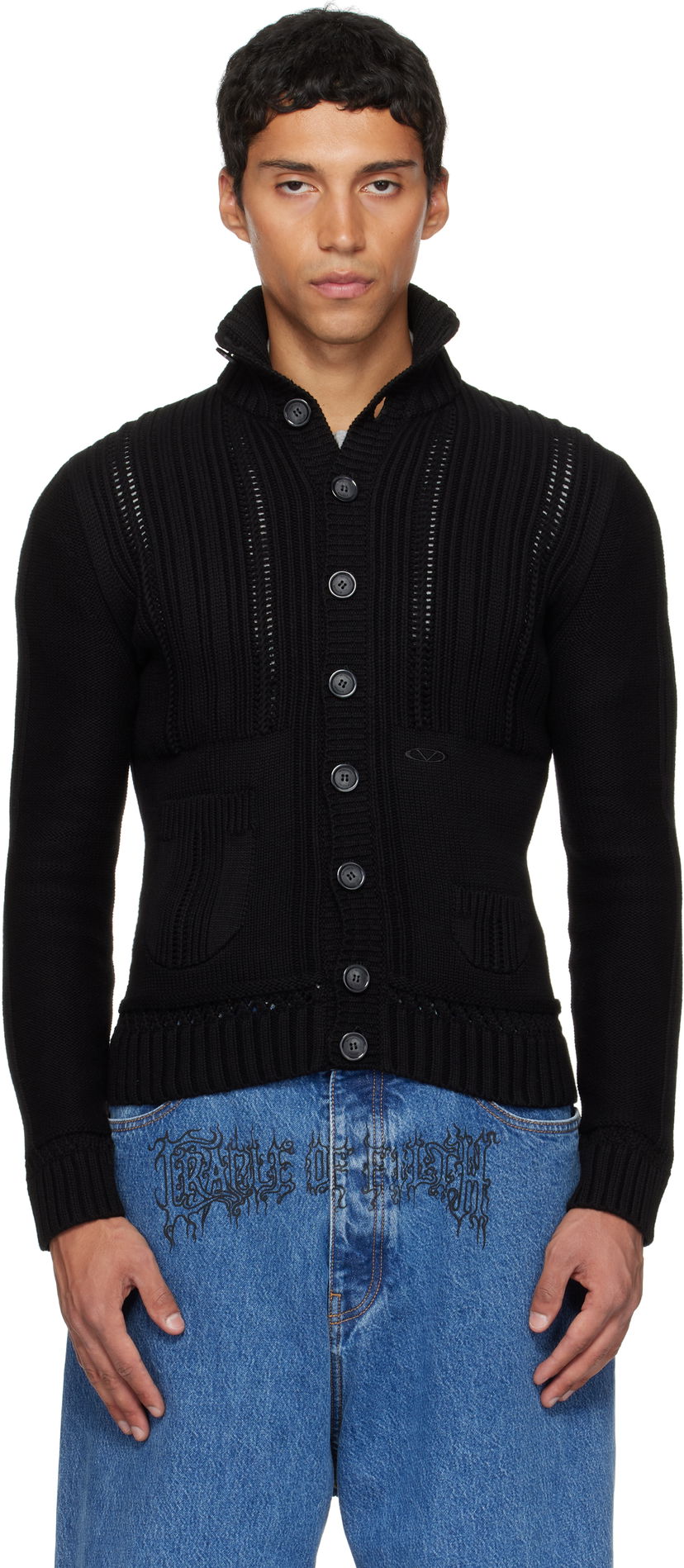Pleteni pulover VETEMENTS VETEMENTS Cargo Cardigan Črna | UH76KN350B