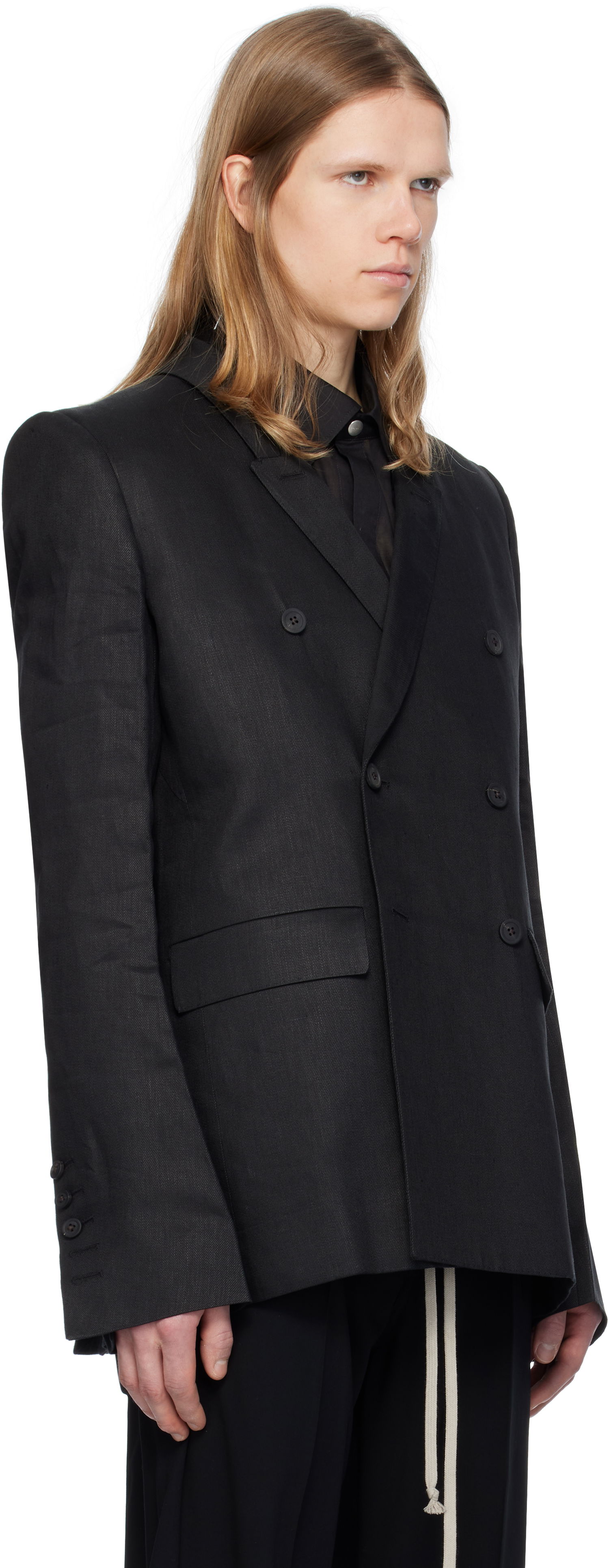 Jakna Rick Owens Rick Owens Hollywood JMF Double-Breasted Blazer Črna | RU01E5732 TWL, 1