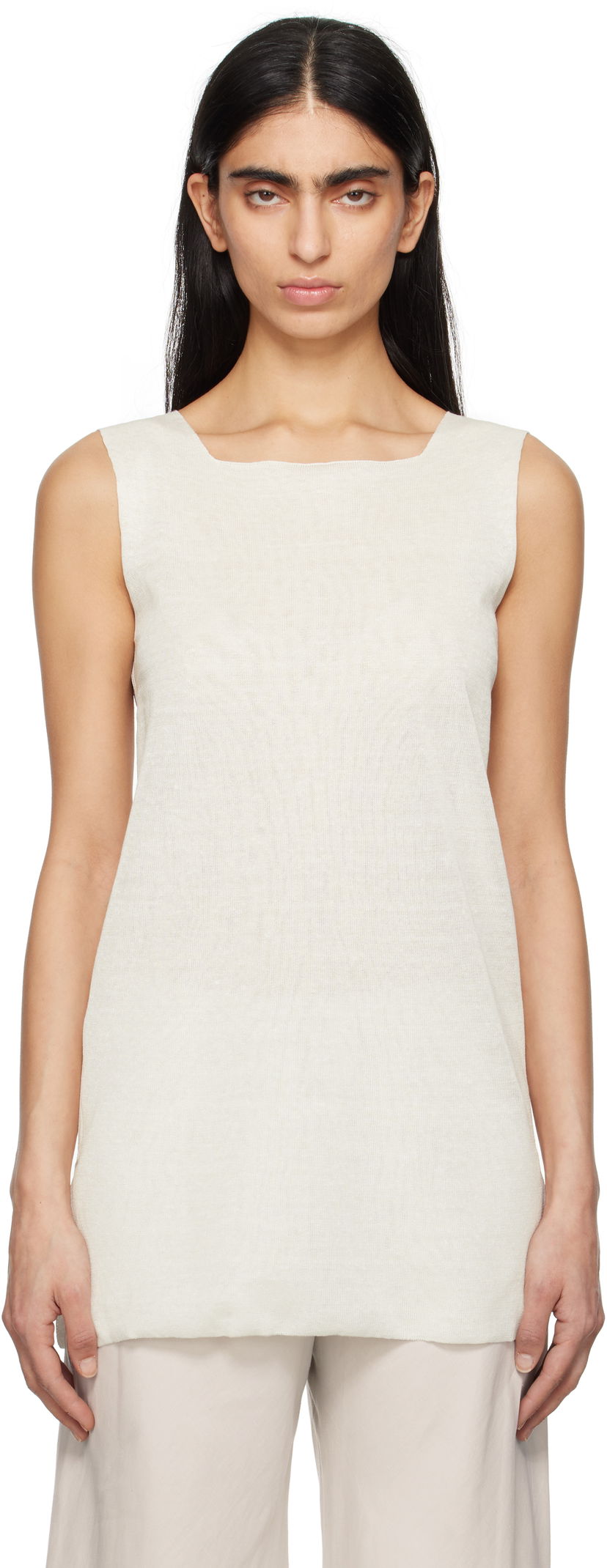 Majica brez rokavov The Row The Row Jaylen Square Neck Tank Top Bela | 8682-Y889