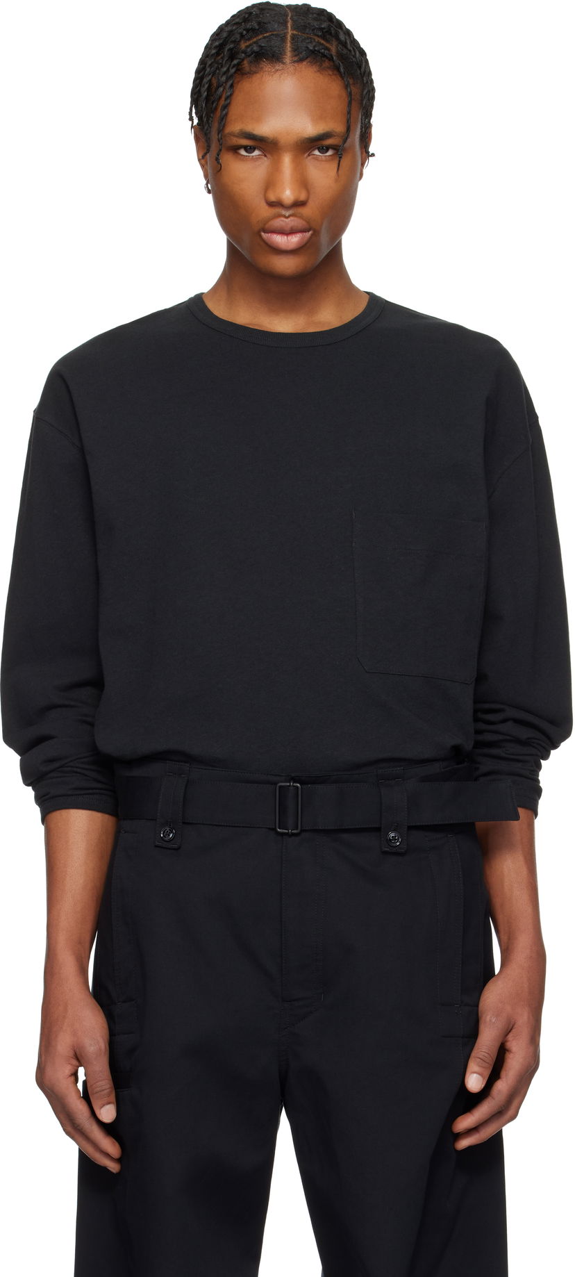 Majica LEMAIRE Lemaire Boxy Pocket Long Sleeve T-Shirt Črna | TO1340 LJ1010