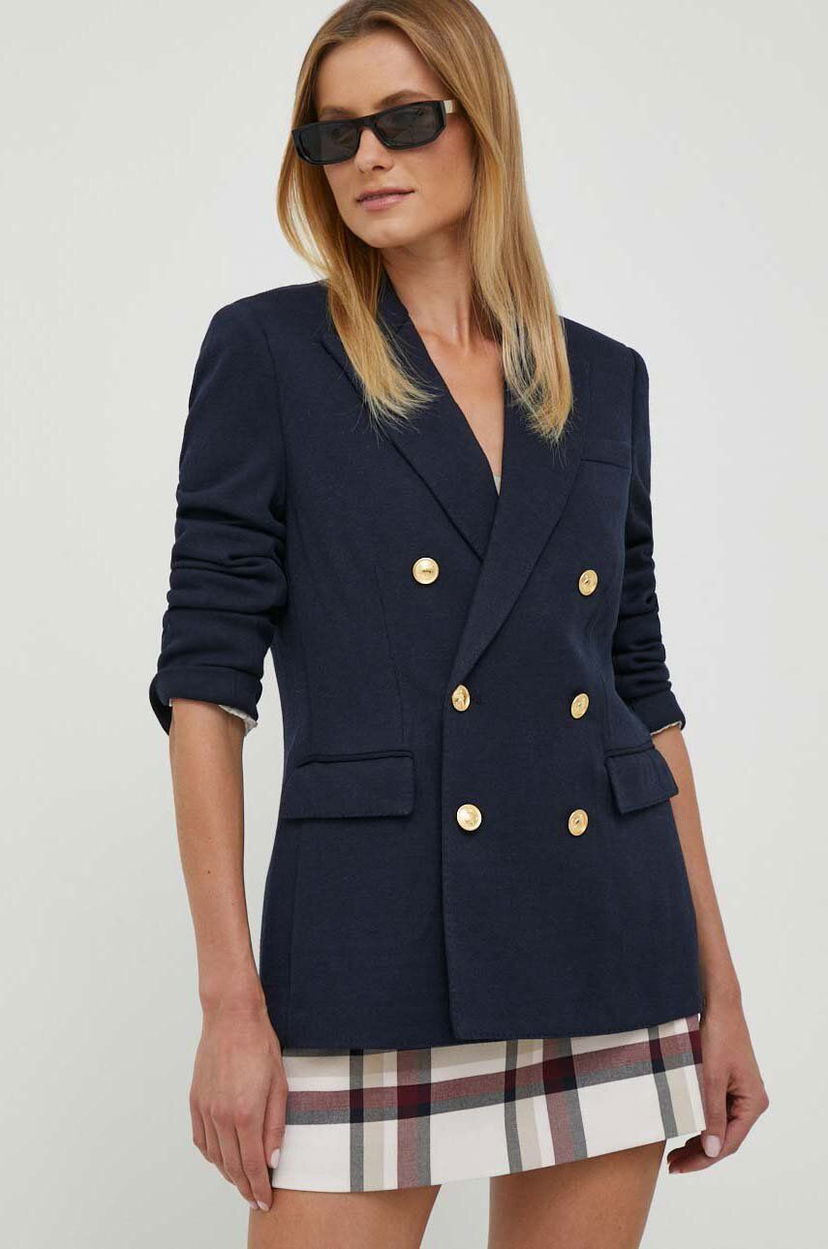 Jakna Polo by Ralph Lauren Double-Breasted Wool-Blend Blazer Mornarica | 211910134