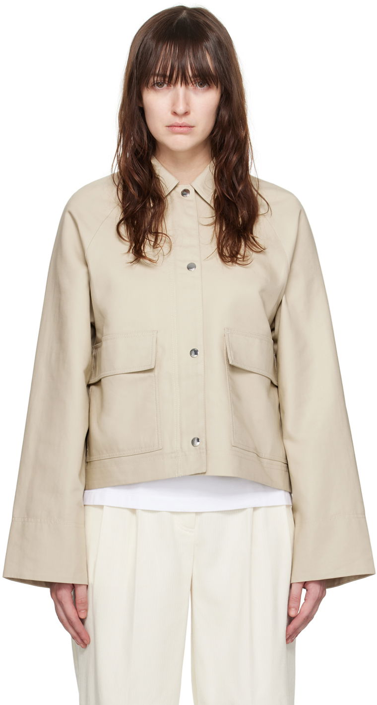 Jakna TOTEME TOTEME Cropped Flap Pocket Jacket Bež | 243-WRO0129-FB0198
