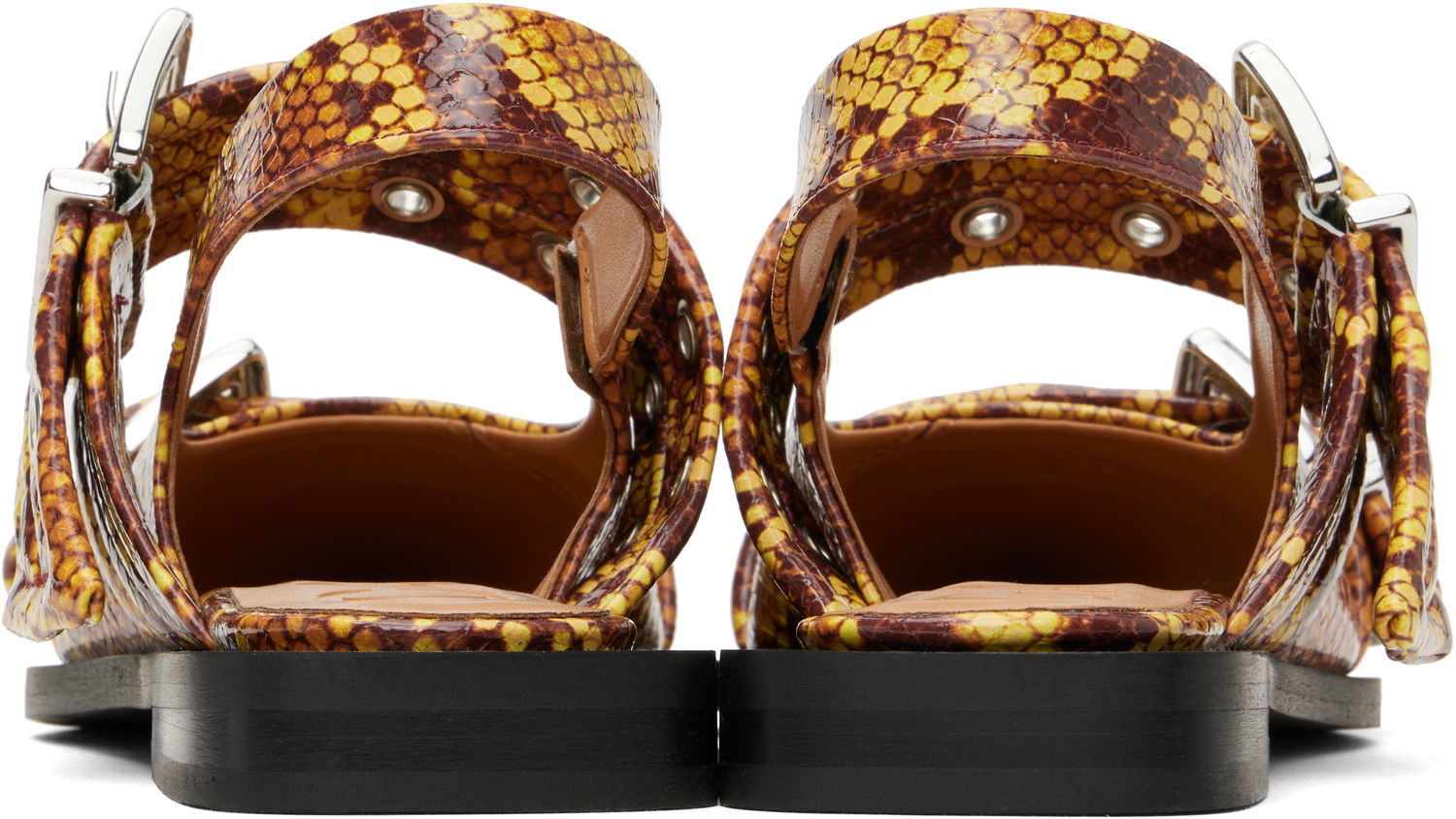 Obleke GANNI GANNI Feminine Buckle Flats Rumena | S2940, 1