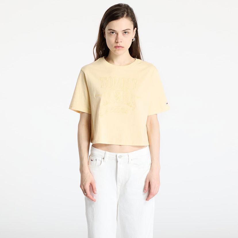 Krop-top Tommy Hilfiger Tommy Jeans Relaxed Tonal Crew T-Shirt Rumena | DW0DW20326 ZGA