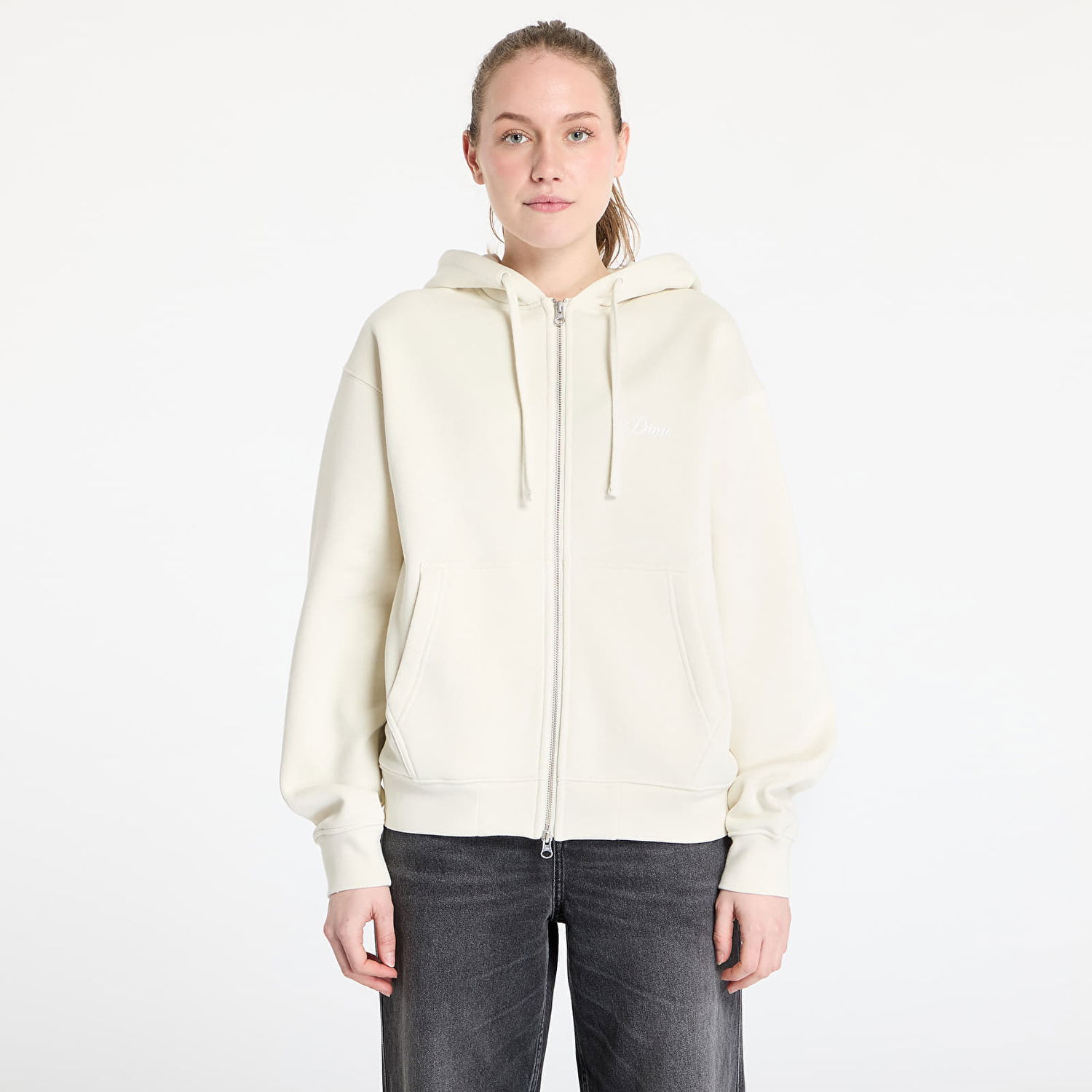 Pulover Dime DIME Cursive Small Logo Zip Hoodie Bež | DIMEHO2453NAT, 1