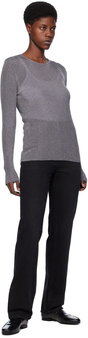 Pleteni pulover TOTEME Crewneck Metallic Sweater Siva | 241-WRT1061-YA0027, 3