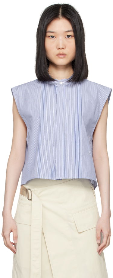 Krop-top Helmut Lang Sleeveless Tuxedo Shirt Modra | O05HW598, 0