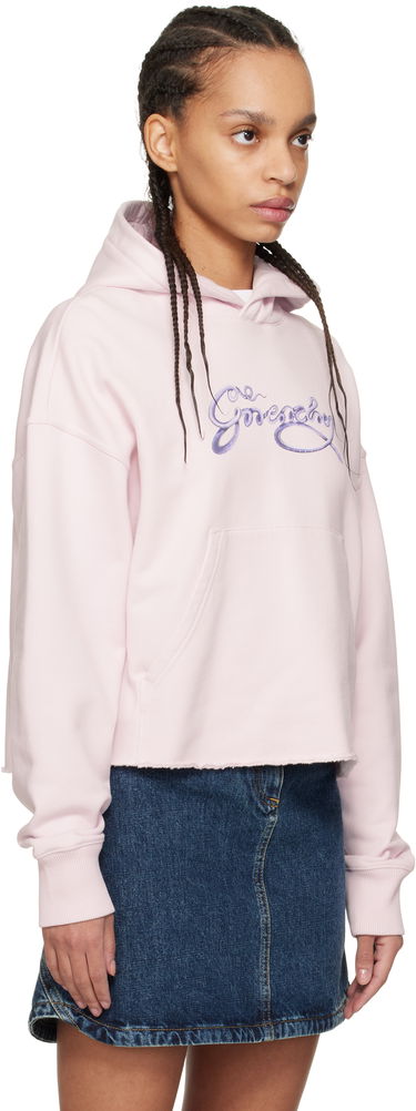 Pulover Givenchy Givenchy Cropped Snake Print Fleece Hoodie Roza | BWJ03MP705680, 1