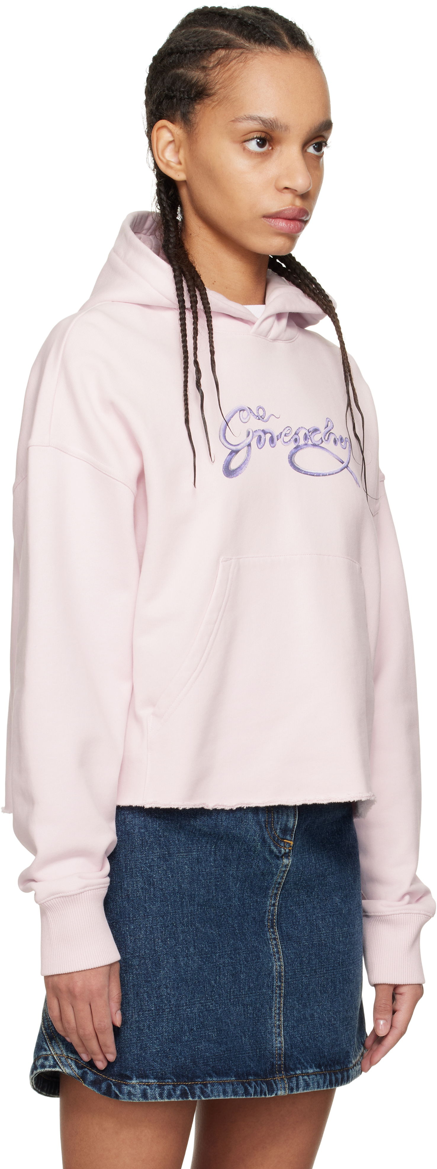 Pulover Givenchy Givenchy Cropped Snake Print Fleece Hoodie Roza | BWJ03MP705680, 1
